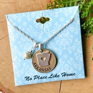 No Place Like Home Arkansas State Gold Silver Pearl Charm Necklace Jewelry Gift